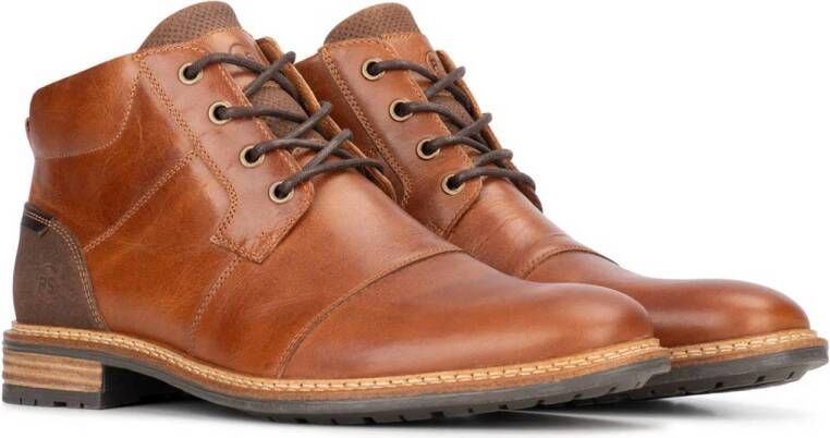 PS Poelman leren veterschoenen cognac