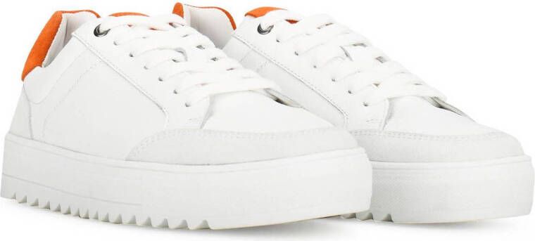 PS Poelman MIKE leren sneakers wit oranje