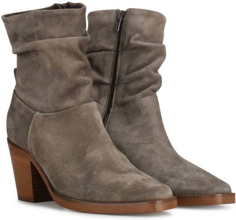 PS Poelman suede enkellaarzen taupe