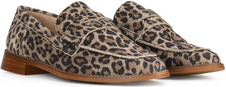 PS Poelman Vorde leren loafers met panterprint bruin