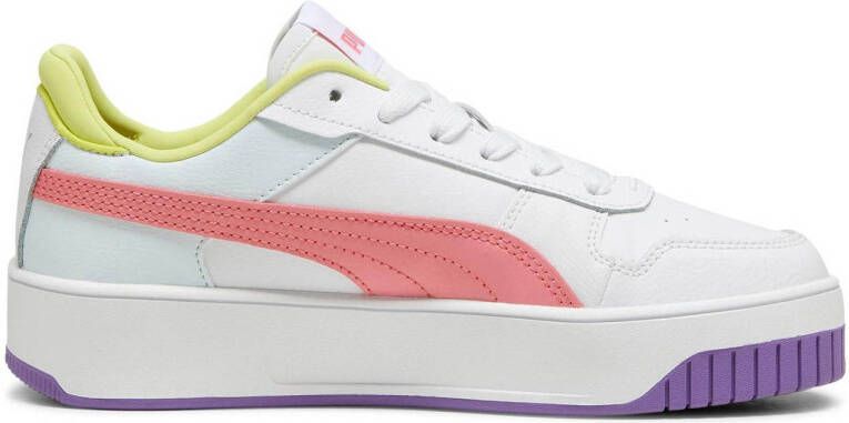 Puma Carina Street leren sneakers wit koraalrood paars