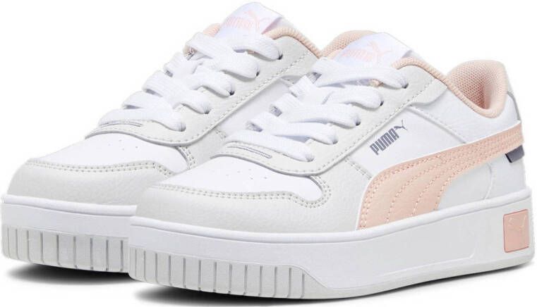 Puma Carina Street leren sneakers wit roze Meisjes Leer Meerkleurig 34