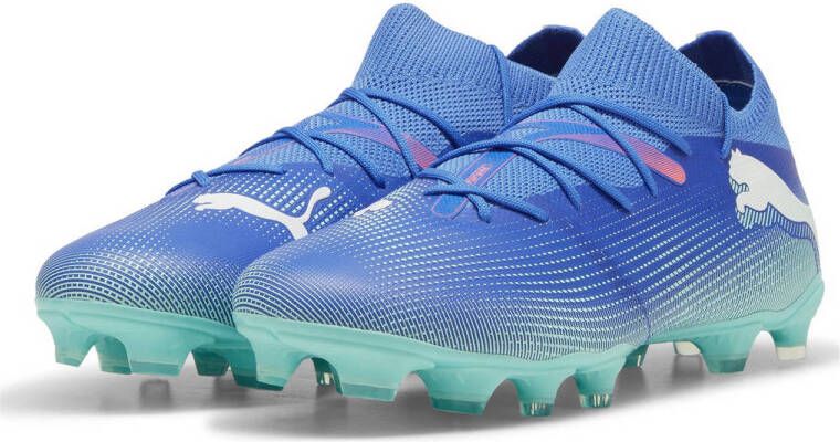 Puma Future 7 Match senior voetbalschoenen kobaltblauw wit mintgroen