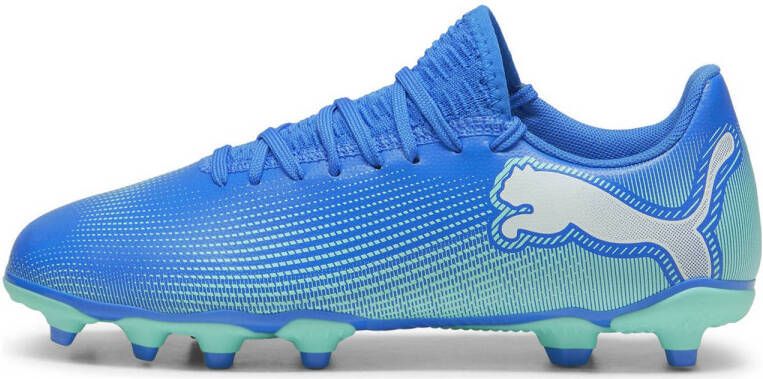 Puma Future 7 Play junior voetbalschoenen kobaltblauw mintgroen wit