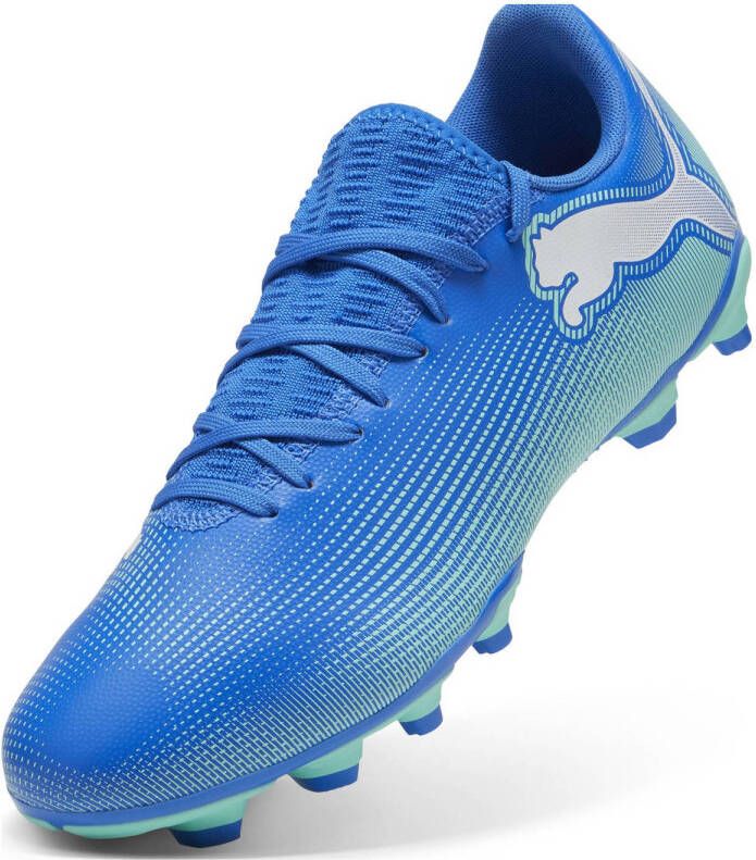 Puma Future 7 Play senior voetbalschoenen kobaltblauw mintgroen wit