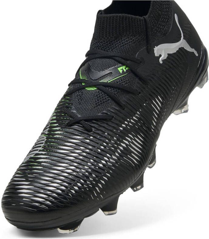 Puma FUTURE 8 MATCH FG AG Senior voetbalschoenen zwart lichtgrijs groen