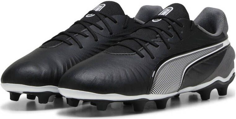 Puma Kin Match junior voetbalschoenen zwart wit antraciet