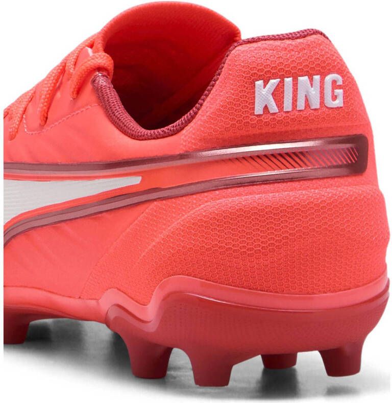 Puma King Match FG AG Junior voetbalschoenen rood wit donkerrood