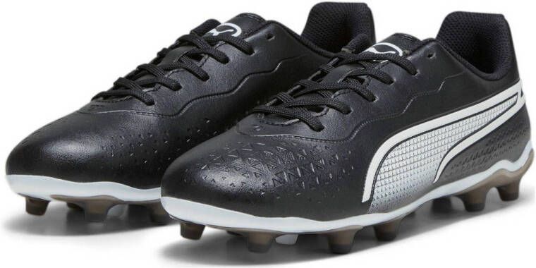 Puma King Match FG AG Junior voetbalschoenen zwart wit