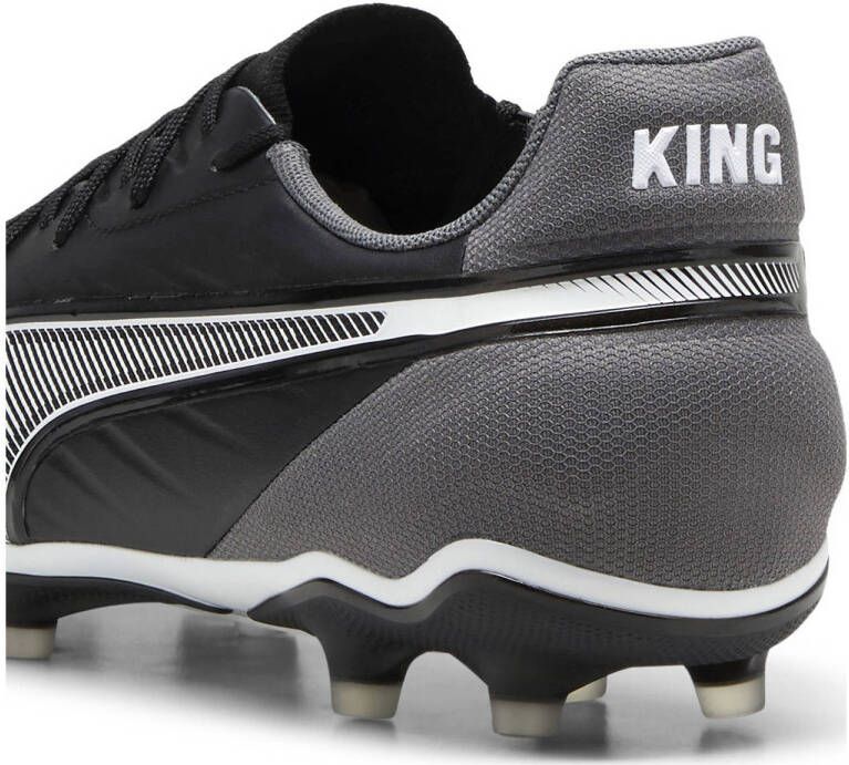 Puma King Match senior voetbalschoenen zwart wit grijs