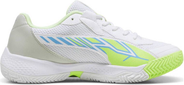 Puma Nova Court padelschoenen wit blauw felgroen