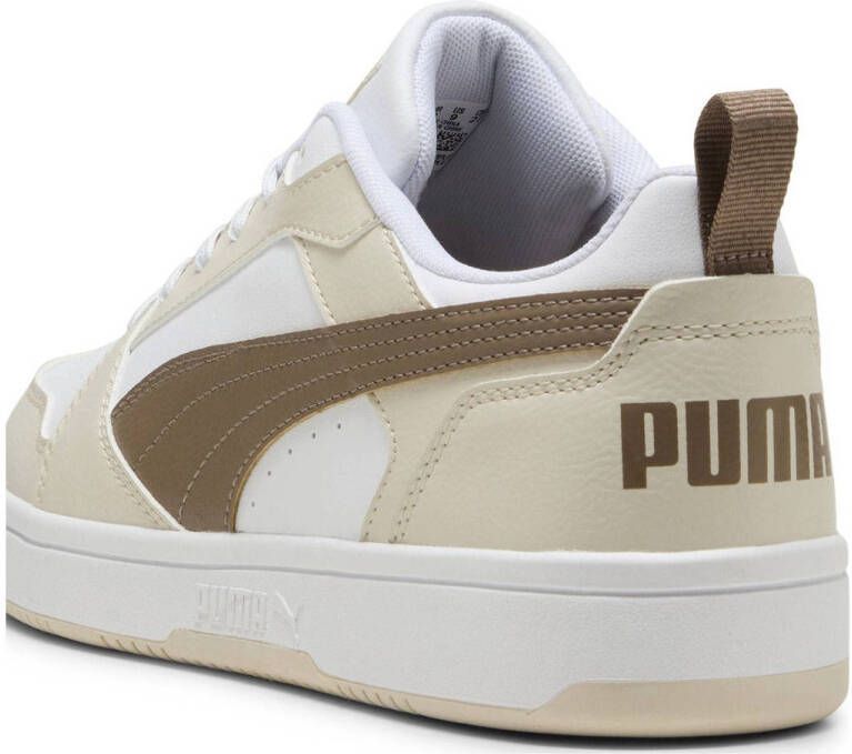 Puma Rebound v6 Low sneakers wit lichtbruin ecru