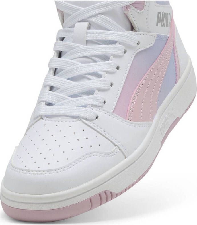 Puma Rebound V6 Mid Blurry Dreams sneakers wit roze lichtblauw