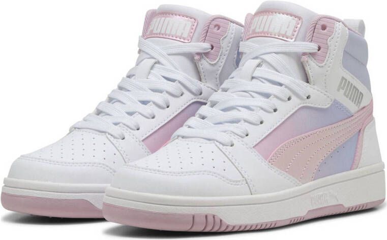 Puma Rebound V6 Mid Blurry Dreams sneakers wit roze lichtblauw