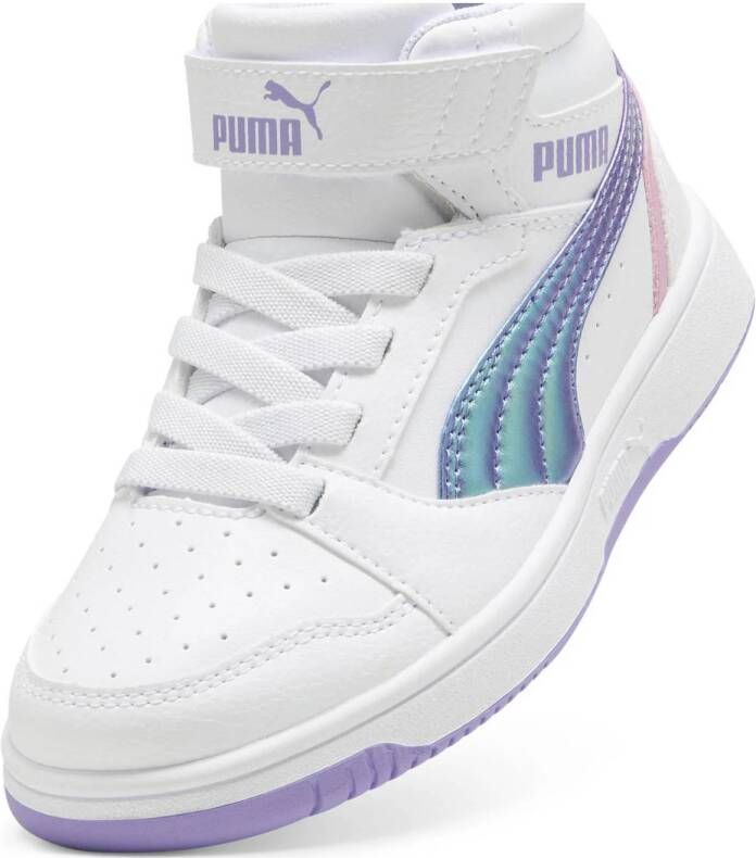 Puma Rebound v6 Mid sneakers wit lila oudroze