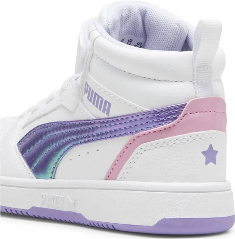 Puma Rebound v6 Mid sneakers wit lila oudroze