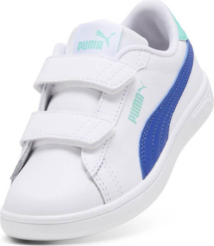 Puma Smash 3.0 L V sneakers wit kobaltblauw