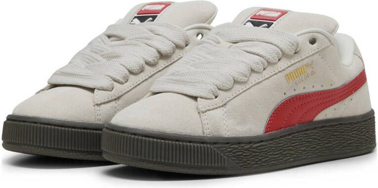 Puma Suede XL sneakers lichtgrijs rood