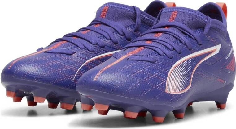 Puma Ultra 5 Match junior voetbalschoenen kobaltblauw wit koraalrood