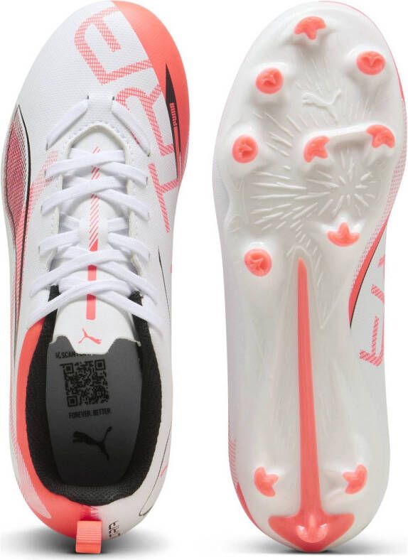 Puma ULTRA 5 PLAY FG AG Junior voetbalschoenen wit zwart rood