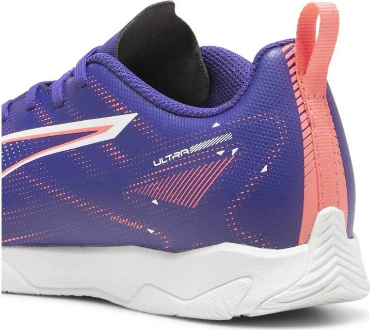 Puma Ultra 5 Play junior zaalvoetbalschoenen kobaltblauw wit koraalrood