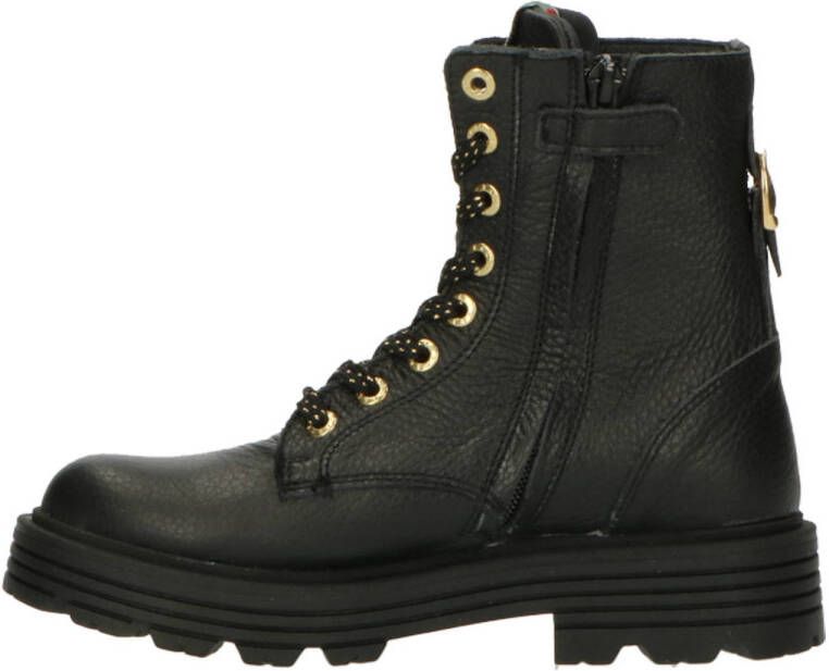 Red Rag leren veterboots zwart