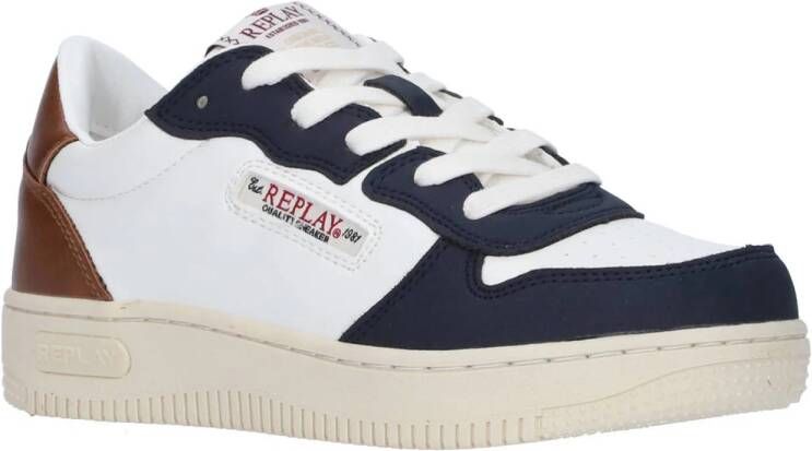 REPLAY Epic Jr sneakers wit donkerblauw