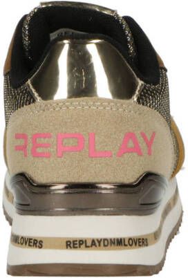 REPLAY Penny sneakers beige bruin goud