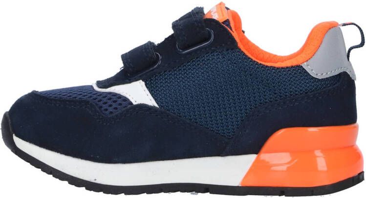 REPLAY Shoot kid suède sneakers donkerblauw oranje