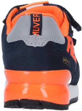 REPLAY Shoot kid suède sneakers donkerblauw oranje