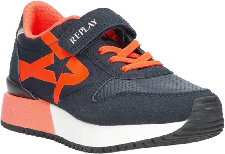 REPLAY sneakers donkerblauw oranje