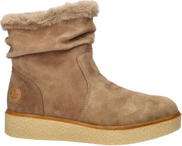 Rieker comfort gevoerde suède enkelboots taupe