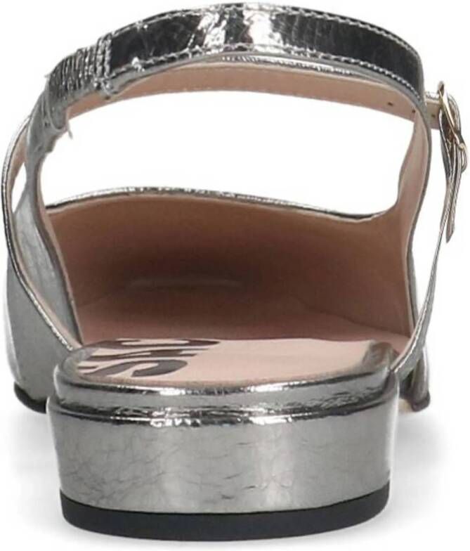 Sacha leren slingback loafers zilver