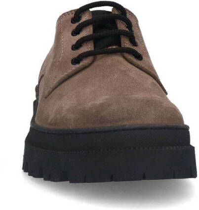 Sacha chunky suède veterschoenen taupe