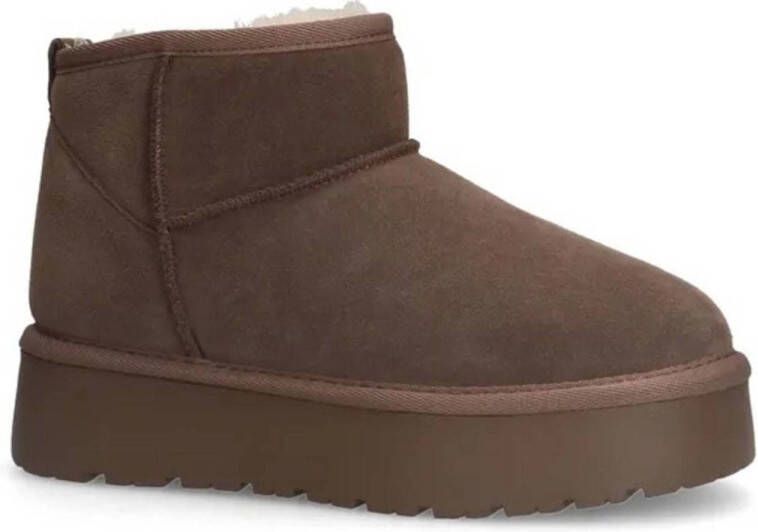 Sacha gevoerde suède enkelboots taupe