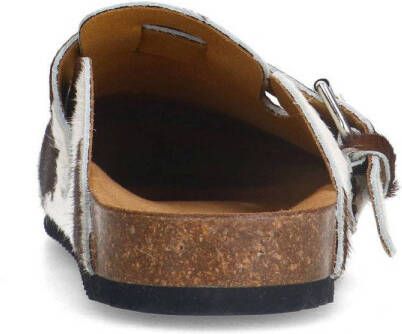 Sacha leren clogs met koeienprint cognac