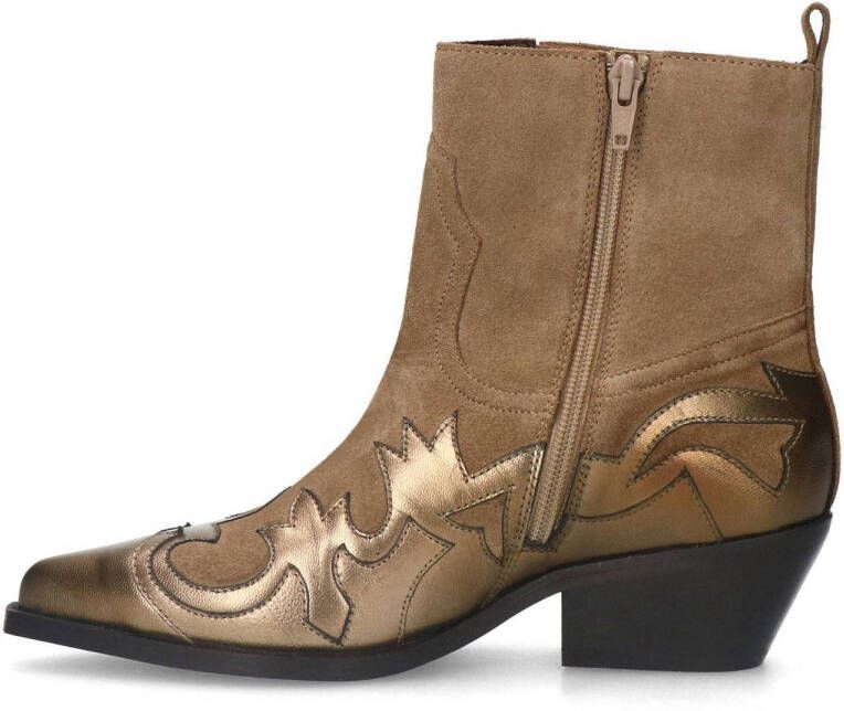 Sacha leren cowboylaarzen beige