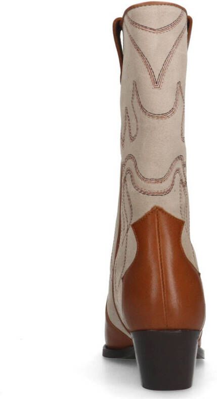 Sacha leren cowboylaarzen cognac beige