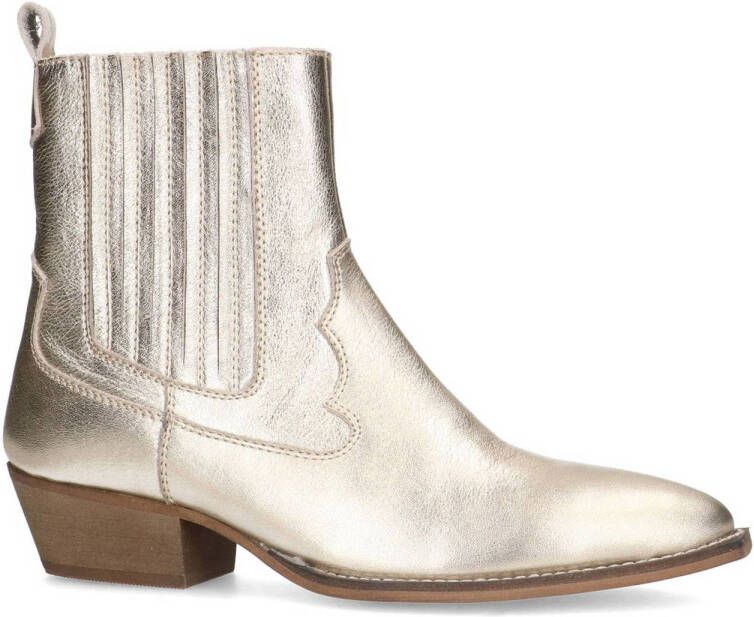 Sacha leren cowboylaarzen goud metallic