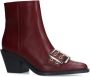 Sacha Dames Bordeaux leren buckle enkellaarsjes met hak - Thumbnail 4