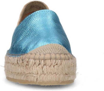 Sacha leren espadrilles blauw metallic