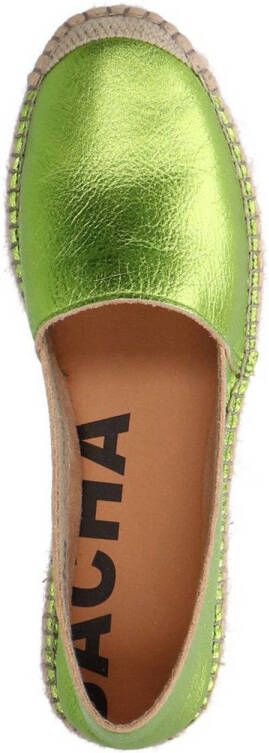 Sacha leren espadrilles groen metallic