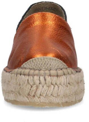 Sacha leren espadrilles oranje metallic