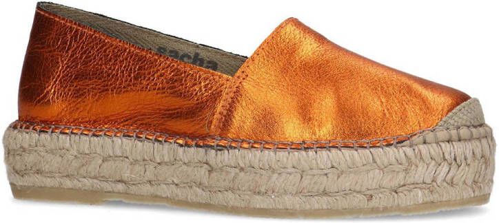 Sacha leren espadrilles oranje metallic