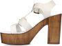 Sacha Dames Witte leren sandalen met plateau hak - Thumbnail 3