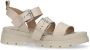 Sacha Dames Beige leren plateau sandalen met gespen - Thumbnail 2