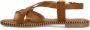 Sacha Dames Cognac leren platte sandalen - Thumbnail 4