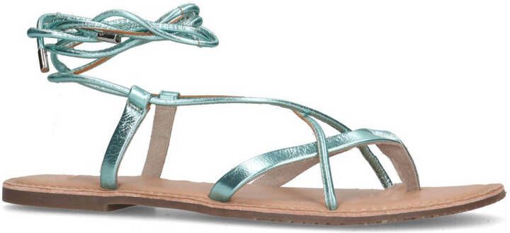 Sacha leren sandalen turquoise metallic