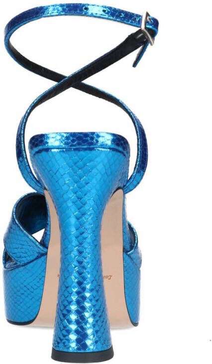 Sacha leren sandalettes blauw metallic