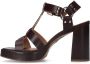 Sacha Dames Donkerbruine leren sandalen met hak - Thumbnail 4